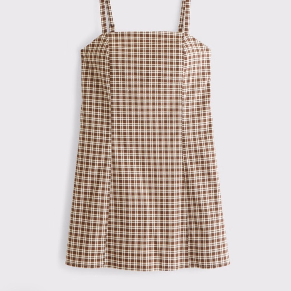 NWT Abercrombie Brown Plaid Mini Dress with Skort - Picture 3 of 8